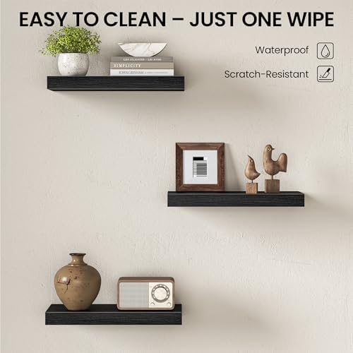 Fun Memories Floating Shelves for Wall 16 Inch, Set of 2 – Wall-Mounted Storage & Display Shelf with Invisible Bracket, 