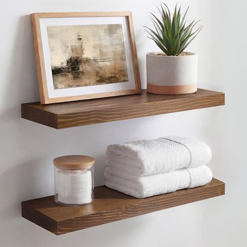 Homeforia 18 Inch Floating Shelves, High-End Solid Pine Wood, Set of 2
