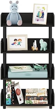 Furinno TURN-N-TUBE 4-Tier Display Shelf, Storage Shelves, Book Shelf, Open Shelves with Rounded Corner Top Edges, for O