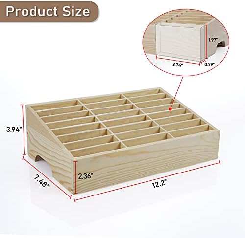 24-Grid Wooden Cell Phone Holder Desktop Organizer