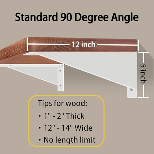 BRATA Wall Shelf Brackets 12 Inch White, 4 Pack, Brackets for Shelves