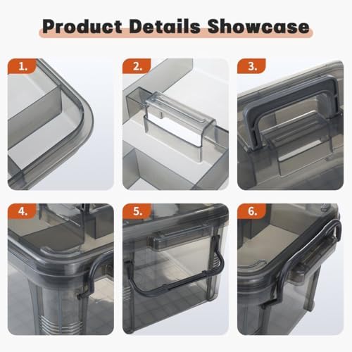 HEY FOLY Set of 2 Medicine Organizer - Plastic Storage Box with Handle Grey