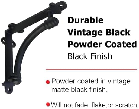 NACH Decorative Shelf Brackets, 4 Pack of 5.5 x 1.2 x 5.5 inch Black Cast Iron Shelf Brackets - Decorative Brackets for 