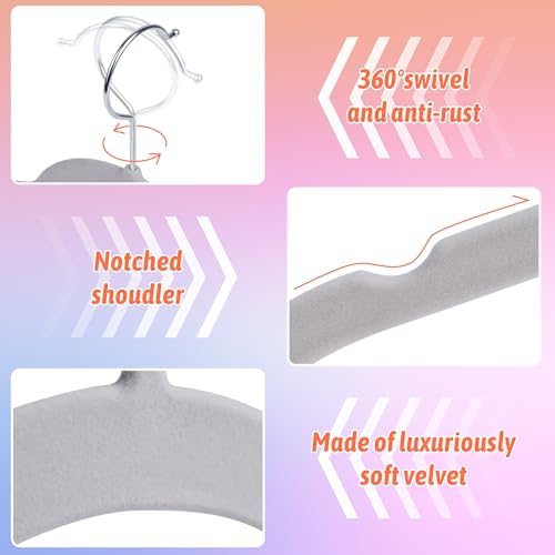 Sishynio Velvet Hangers 30 Pack, Non-Slip Slim Felt Hangers Multicolor
