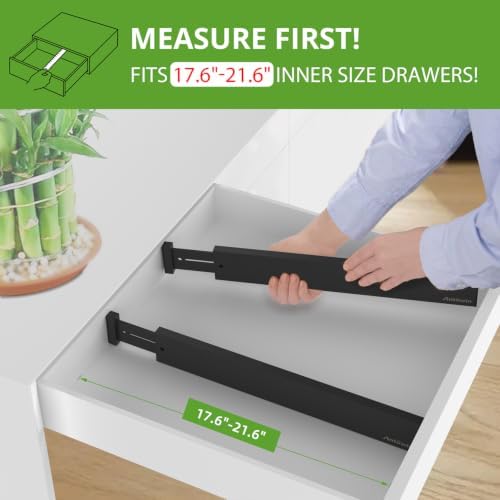 ANTOWIN 6Pcs Expandable Bamboo Drawer Dividers, Fits 17.6-21.6" Drawers