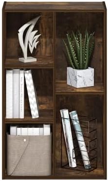 Furinno LUDER Book Shelf, 5-Cube Bookshelf, Reversible Bookcase, 9.4 x 19.5 x 31.5, Easy Assembly, for Living Room, Bedr