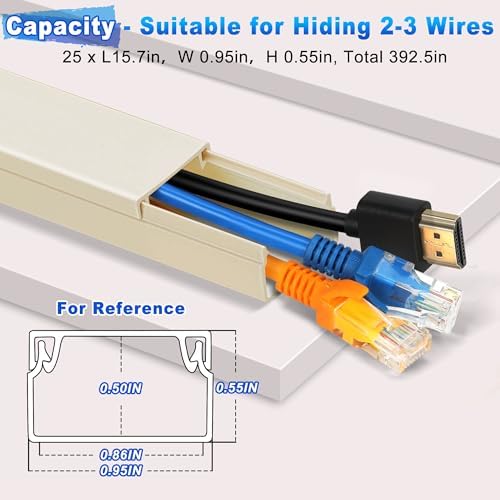 392.5in Wire Covers for Cords Kit - Beige Cord Cover, Wall Wire Hiders, TV Cable Hider, Cord Hider - Mounted TV, Cord Co