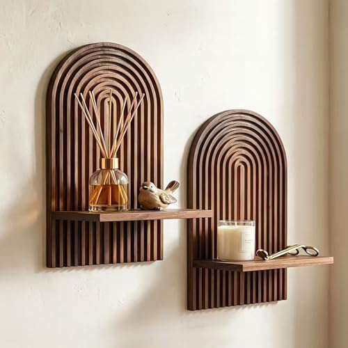 LIYAOLI Boho Wall Shelf Set of 2, Floating Shelves for Boho Wall Decor