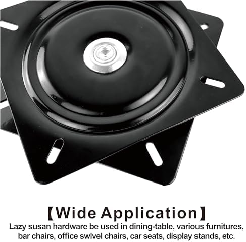 2 Pack 7 Inch Lazy Susans Turntable Bearings Swivel Zinc Plate, Black Square Susan Hardware, Heavy Duty Replacement Part