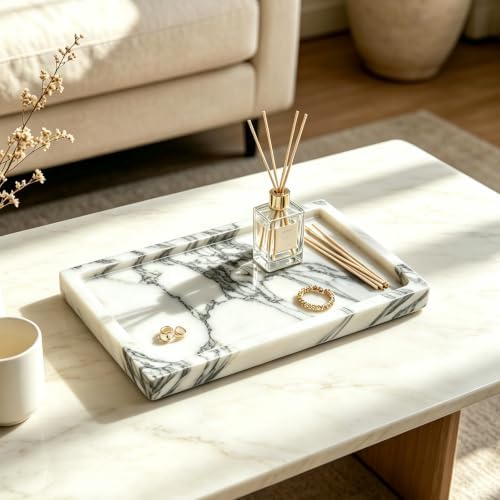 Arabescato Marble Vanity Tray, 9.8"x5.9"