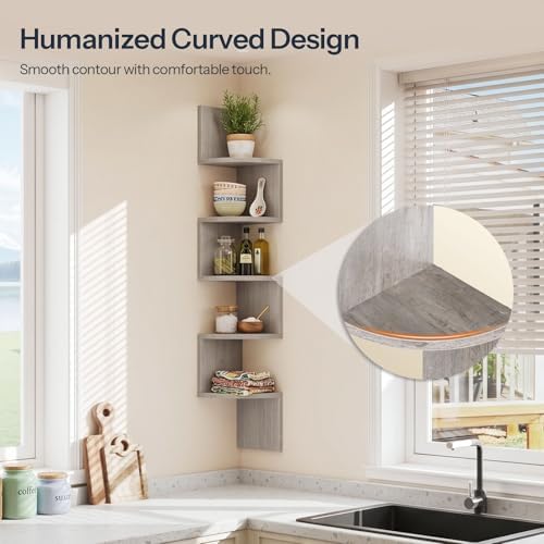 HOOBRO Corner Shelf Wall-Mounted, Set of 2 Floating Corner Shelves for Wall