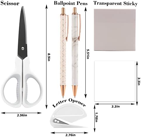 White Office Supplies Set,Desk Accessories Stapler and Tape Dispenser 10PCS