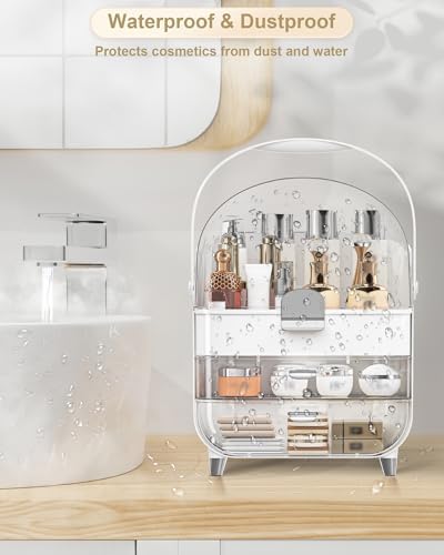 Anylady Makeup Organizer Countertop, Skincare Holder Bathroom Counter Organizer, Storage Box Cosmetic Display Cases, Tee
