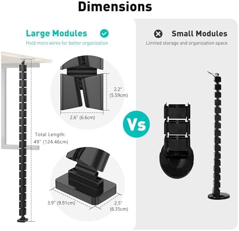 Heavy Duty Screw-in Cable Management Spine, 4-Channel Under Desk Vertebrae Cord Organizer for Wood & Laminate Standing D