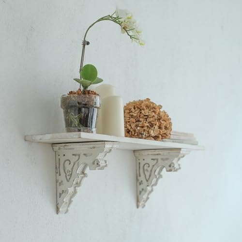 BIG FORTUNE Set of 4 Corbels for Shelves Wood Corbels Decorative,L7.2X W3.1x H7.8 Inches,Shelf Brackets Wooden Vintage S