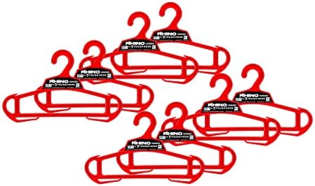 Rhino Tough Hook Heavy Duty Clothes Hangers, USA-Made, Body Armor, 8 Red