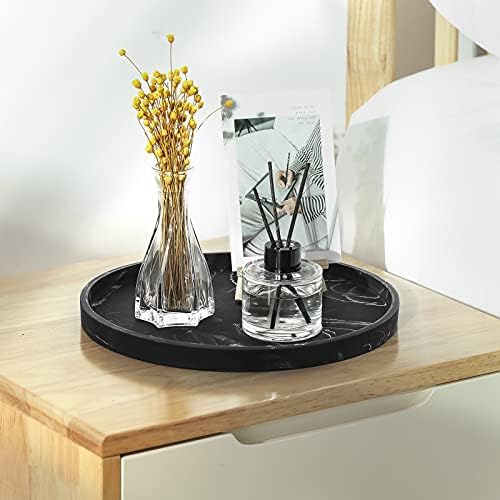Emibele Vanity Tray, Black Round Trays for Bathroom Bedroom Countertop