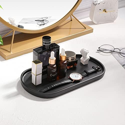 Luxspire 11.4" Oval Bathroom Tray for Countertop Organizer, Matte Black
