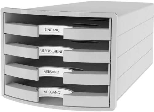 HAN 1013-11 Impuls Drawer Box DIN A4/C4 4 Open Drawers Light Grey