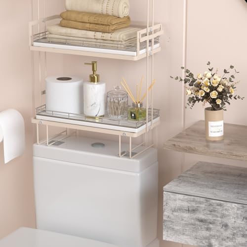 Oak Bathroom Toilet Tank Tray, 13" Wood Back of Toilet Paper Basket Tank Topper Storage, Vanity Tray for Perfume Makeup 
