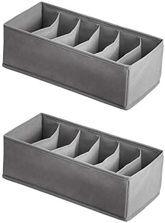 Amazon Basics Deep Drawer Organizer for Clothes, Collapsible Storage Boxes for Socks, Underwear and Baby Items, Set of 4, Gray