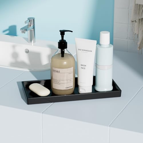 Vanity and Bathroom Tray, 9.8" ABS Countertop Organizer,Waterproof Vanity Tray for Toilet Tank,Perfume,Soap,Keys,Bathroo