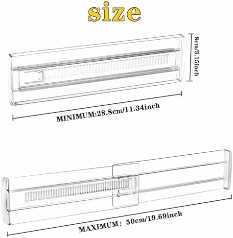 4 Pcs Drawer Dividers for Clothes,3.15" High 11.34"-19.69" clear