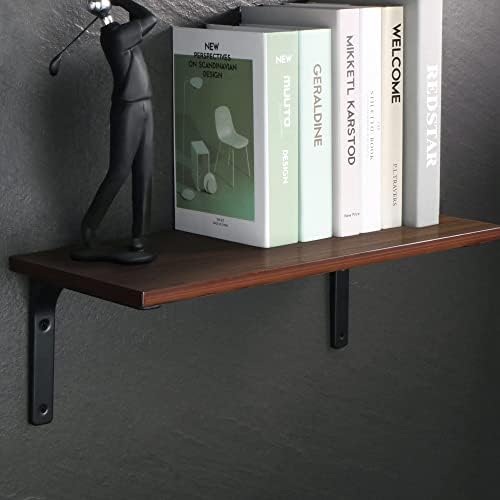 SAYAYO Wall Shelf Bracket Black, 10 X 8 Inch Heavy Duty L Bracket for Wood