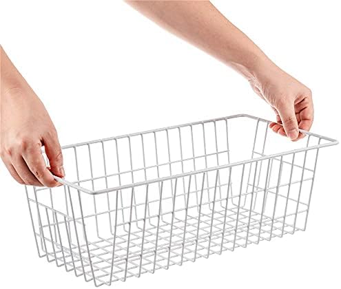 SANNO Freezer Baskets Pantry Storage Baskets Bin Wire Metal Storage Basket, Modern Farmhouse Metal Closet Bins Large Sto