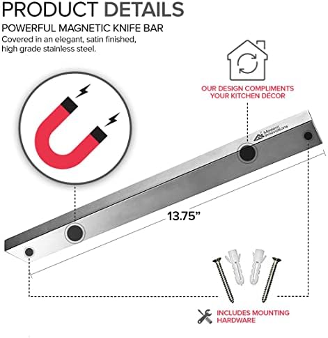 Modern Innovations Magnetic Knife Holder for Wall and Fridge - 14" Knife Magnetic Strip, Magnet Kitchen Knife Holder and