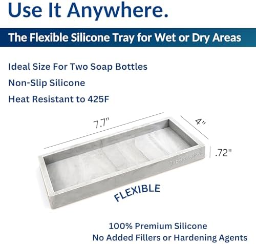 Spacewiser Countertop & Vanity Silicone Tray – 2 PC Small 7.7" Soap Tray