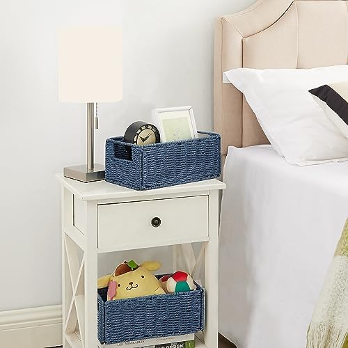 Vagusicc Wicker Storage Basket, Set of 2 Hand-Woven Paper Rope Wicker Basket, Small Storage Baskets for Organizing Toile