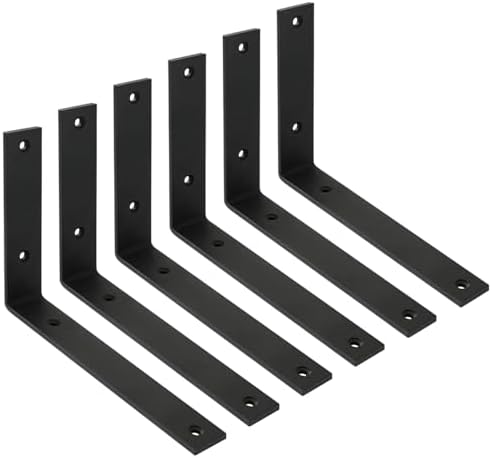Shelf Bracket 6 Pack 8" Lx8 H 5mm Thick Heavy Duty Black L Brackets