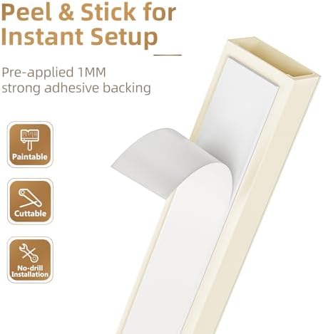 Delamu Beige Cord Hider, 85in Cord Covers for Wires on Wall, One-Cord Cable Hider, Wire Hiders Wire Covers for TV Cords 