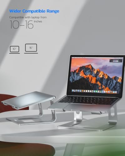 Nulaxy Full Aluminum Laptop Stand, Stable Support to 22 lbs, Silver