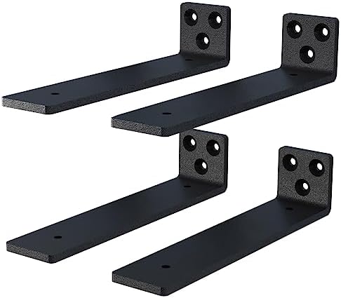 NEODROP 6 Inch Floating Shelf Brackets, Heavy Duty Hidden Bracket for Wall, Mantel, Bookshelves, Black Powder Coated Ste