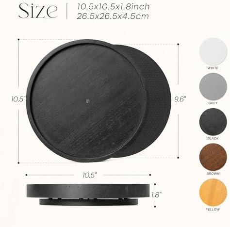 EOSAHR Wooden Lazy Susan Turntable, Non-Skid Rotating Tray Organizer, Black