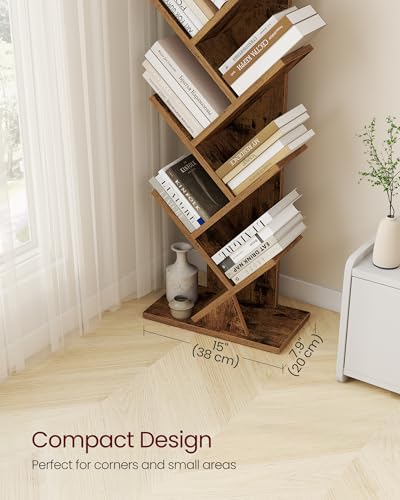 VASAGLE Tree Bookshelf, 9 Tiers, 15 x 7.9 x 45.4 Inches