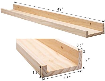AZSKY Picture Ledge Long Floating Wall Shelf 48 Inch Photo Ledge Display Floating Shelves Wall Mounted Shelves Home Deco