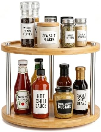 10 inch 2 Tier Lazy Susan, Rotating Spice Rack Organizer for Cabinet