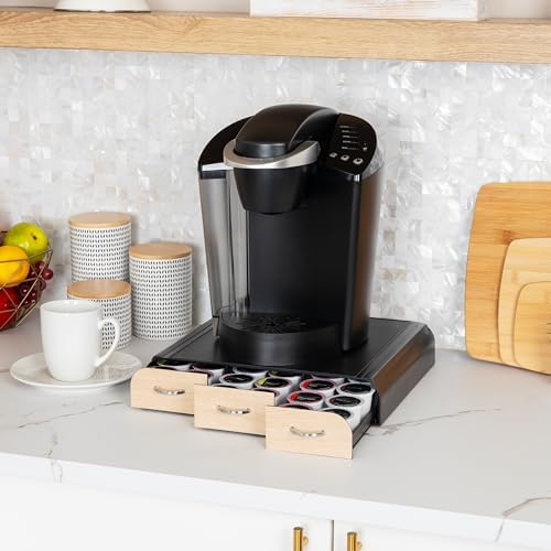 Mind Reader Single Serve Coffee Pod Organizer with 3 Drawers, 36 Pod Capacity, Countertop, 13.5"L x 12.25"W x 2.5"H, Bro