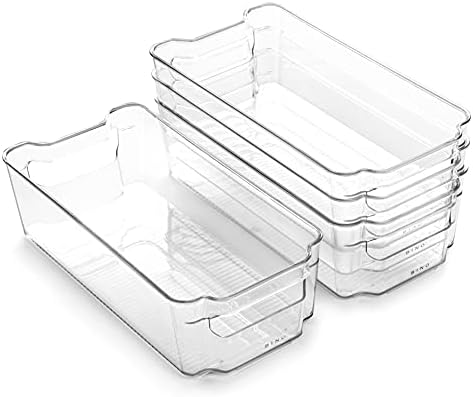 BINO | Stackable Storage Bins, Medium - 4 Pack | The Stacker Collection | Clear Plastic Storage Bins | Organization and 