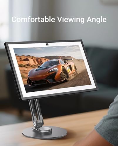 Portable VESA Monitor Stand for 15.6 Inch Monitors, Aluminum Portable Screen Mount for Desk with 360°Rotation Bases, Adj