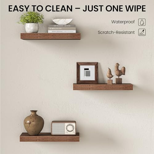 Fun Memories Floating Shelves for Wall 16 Inch, Set of 2 – Wall-Mounted Storage & Display Shelf with Invisible Bracket, 