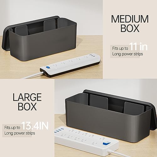 YECAYE 2 Pack Cable Management Box, Pet Friendly Cable Box Organizer for Home & Office, Child-Proof Floor Cord Cover, Co