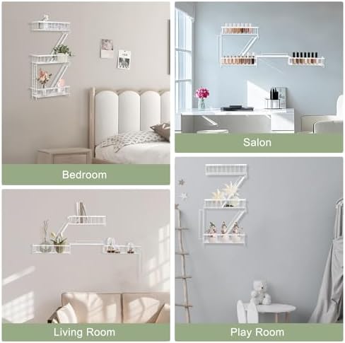 SweetSage Fire Escape Shelf - 3 Tier White Wall Display Floating Shelves, Metal Decorative Shelving for Bedroom, Home Dé