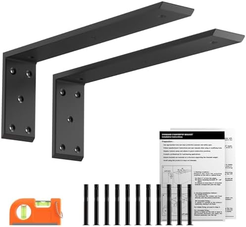 16 Inch Countertop Support Brackets 2 Pack, 3/8" Thick Floating L Brackets