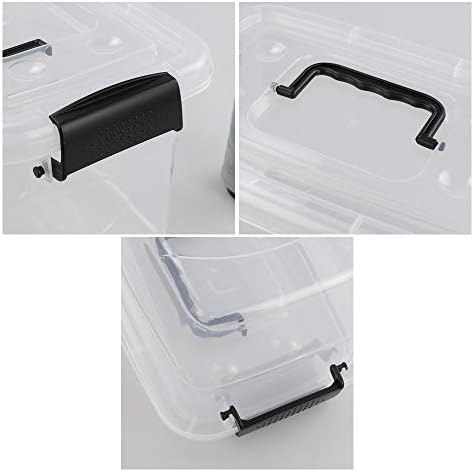 5 L Plastic Storage Bin with Lid, Transparent Organizing Box Set of 6