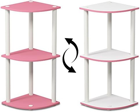 Furinno TURN-N-TUBE Corner Shelf, 3-Tier Corner Bookshelf, Display Storage Shelves with Open Shelves, for Organization a