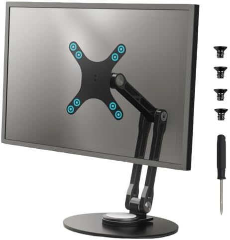 Portable VESA Monitor Stand for 15.6 Inch Monitors, Aluminum Portable Screen Mount for Desk with 360°Rotation Bases, Adj